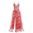 the FLOWER GIRL - Colorful Floral Printing Beach Long Dresses, Summer Chic Spaghetti Straps Backless Princess Fairy Maxi Dress