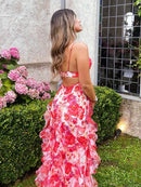 the FLOWER GIRL - Colorful Floral Printing Beach Long Dresses, Summer Chic Spaghetti Straps Backless Princess Fairy Maxi Dress