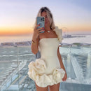 the SPICY SENORITA - Summer Fashion New Elegant Party Evening Dress for Women, Flower Sleeveless Off-Shoulder Sexy Pleated Rose Dress