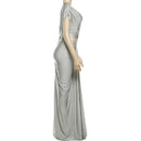 the SATIN SAND - Women Ruched Diagonal Collar Shorts Sleeve Waistless Slits Street Trend Elegant Long Bodycon Dress