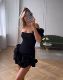 the SPICY SENORITA - Summer Fashion New Elegant Party Evening Dress for Women, Flower Sleeveless Off-Shoulder Sexy Pleated Rose Dress