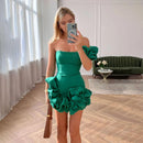 the SPICY SENORITA - Summer Fashion New Elegant Party Evening Dress for Women, Flower Sleeveless Off-Shoulder Sexy Pleated Rose Dress