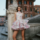 the FRENCH GIRL - Chic Floral Printed Mini Dress Backless Sleeveless Hem Stacking Dresses Sweet A-Line Party Club Clothing
