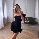 the SPICY SENORITA - Summer Fashion New Elegant Party Evening Dress for Women, Flower Sleeveless Off-Shoulder Sexy Pleated Rose Dress