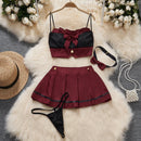 the SECRET SANTA - Christmas Red Top Sexy Patchwork Bodysuit Cosplay Erotic Lingerie Winter Strap Pajamas Nightwear
