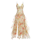 the FLOWER GIRL - Colorful Floral Printing Beach Long Dresses, Summer Chic Spaghetti Straps Backless Princess Fairy Maxi Dress