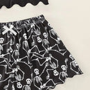 the BLACK XMAS - Gothic Skull Print Summer Pajamas Shorts Suits Women Halloween Sexy Sleepwear 2 Piece Set Lingerie Tops + Short Pant Sets