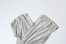 the SATIN SAND - Women Ruched Diagonal Collar Shorts Sleeve Waistless Slits Street Trend Elegant Long Bodycon Dress