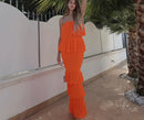 the SIMPLY CHIC - Women Fashion Bandeau Shirred Ruffle Hem Layered Dress
