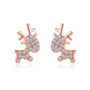 the REINDEER GEMS - Animal Deer Stud Earrings Small Antler Earrings Crystal Stone Christmas Gift Jewelry