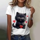 the GRUMPY CAT - Cat 3D Print Casual Short Sleeve Crew Neck Pullover Oversized Fashion Streetwear T-Shirts for Women