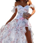 the HOPELESS ROMANTIC - Elegant Party Dresses for Women, New Casual Fashion Print Trend Sexy Off Shoulder Strap Split Waist Vacation Dress