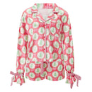 the JOLLY PAJAMAS - Women Christmas Pajama Set Santa/Tree Print Lapel Neck Button Tie Knot Long Sleeve Shirts Tops Shorts 2-Piece Loungewear Outfits