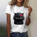the GRUMPY CAT - Cat 3D Print Casual Short Sleeve Crew Neck Pullover Oversized Fashion Streetwear T-Shirts for Women