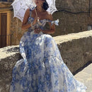 the DAMSEL - Spring/Summer New European and American Off Shoulder Women's Fashion Organza Fairy Long Dress Elegant Evening Dress