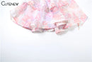 the DIXIE PIXIE - Halter Lace Up Sweet Women Mini Dress, Sexy Backless Ruffle Stacked A-Line Bodycon Female Fashion Princess Party Dress