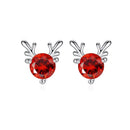 the REINDEER GEMS - Animal Deer Stud Earrings Small Antler Earrings Crystal Stone Christmas Gift Jewelry