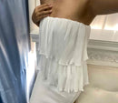 the SIMPLY CHIC - Women Fashion Bandeau Shirred Ruffle Hem Layered Dress