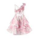 the FRENCH GIRL - Chic Floral Printed Mini Dress Backless Sleeveless Hem Stacking Dresses Sweet A-Line Party Club Clothing