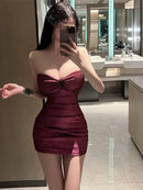the GIGI - Sexy V-Neck Off Shoulder Slim Fit Wrap Hip Short Dress