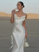 the BELLA - Sexy Mermaid Party Sling Backless Slim Hip Ruffle Hem Evening Dress