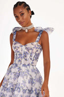 the DAMSEL - Spring/Summer New European and American Off Shoulder Women's Fashion Organza Fairy Long Dress Elegant Evening Dress