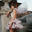 the FRENCH GIRL - Chic Floral Printed Mini Dress Backless Sleeveless Hem Stacking Dresses Sweet A-Line Party Club Clothing