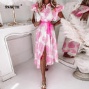 the KENNEDY Dress - Fashion Ruffle Short Sleeve V Neck Dress