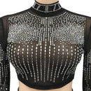 the MOLLY Dress - Sexy Mesh Hot Drilling Long Sleeve Top
