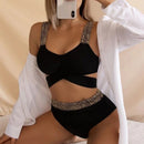 the CHAIN - Women Sexy Gold Patchwork Swimsuit