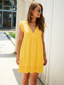 the SARAH Dress - Women Solid Hollow Out Short Dress