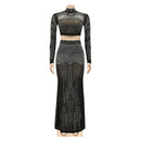the MOLLY Dress - Sexy Mesh Hot Drilling Long Sleeve Top