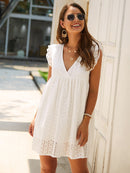 the SARAH Dress - Women Solid Hollow Out Short Dress