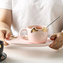 the CAT SET - Cute Creative Cat Drinkware Ceramics Coffee Mug Set Handgrip Mugs with Tray, Novelty Coffee Teacups Milk Cup