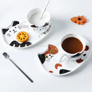 the CAT SET - Cute Creative Cat Drinkware Ceramics Coffee Mug Set Handgrip Mugs with Tray, Novelty Coffee Teacups Milk Cup