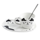 the CAT SET - Cute Creative Cat Drinkware Ceramics Coffee Mug Set Handgrip Mugs with Tray, Novelty Coffee Teacups Milk Cup