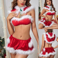 the SANTA'S LIL HELPER - Sexy Women Christmas Lingerie Set Red Satin Shorts Bra Scarf for Female Xmas New Year Santa Claus Costume