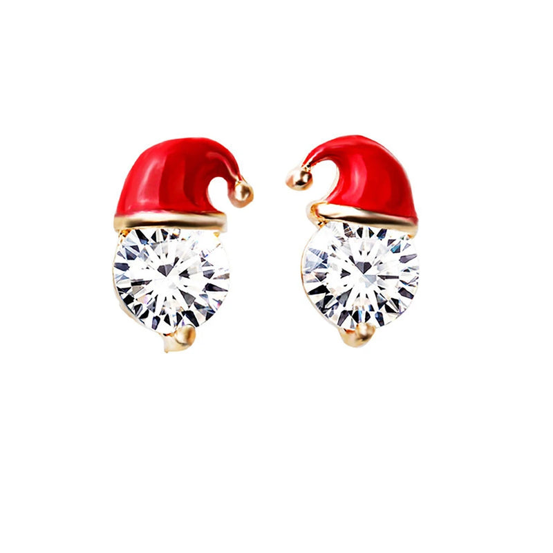 the RHINESTONE COLLECTION - Christmas Stud Earrings Trend New in Year Jewelry Gift Christmas Santa Claus Hat Reindeer Piercing Earrings