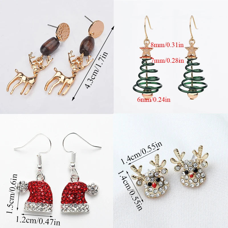 the YULETIDE COLLECTION - Christmas Earrings Crystal Snowman Jewelry Christmas Tree Stud Earring Creative Party Accessories Gifts