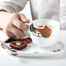 the CAT SET - Cute Creative Cat Drinkware Ceramics Coffee Mug Set Handgrip Mugs with Tray, Novelty Coffee Teacups Milk Cup