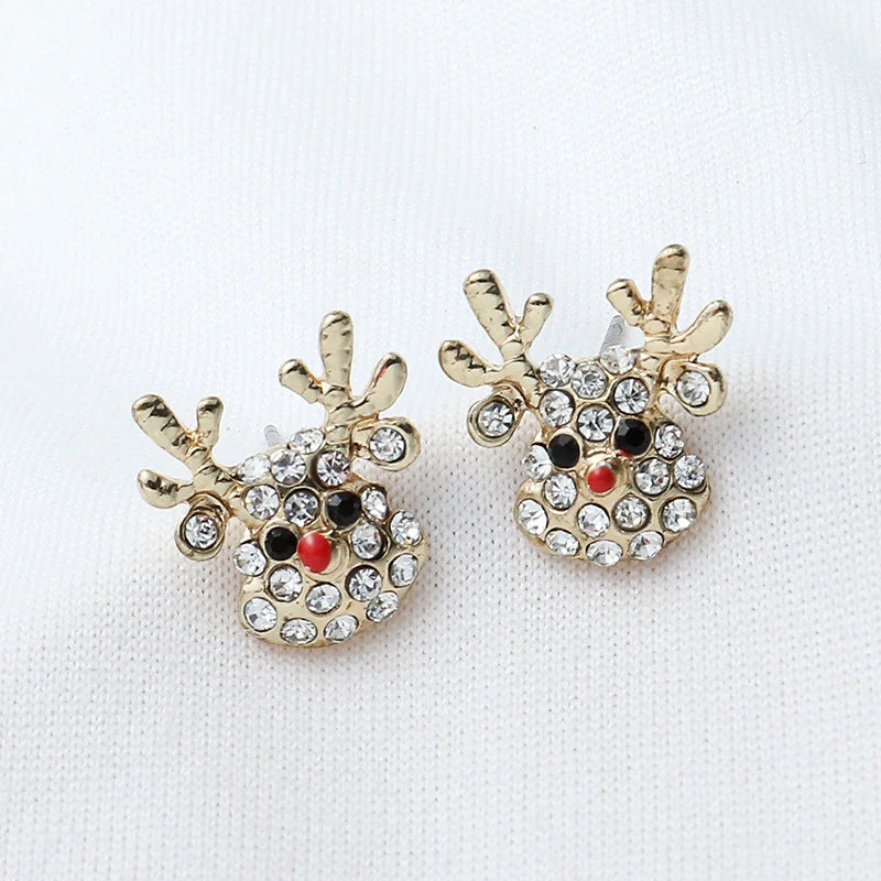 the YULETIDE COLLECTION - Christmas Earrings Crystal Snowman Jewelry Christmas Tree Stud Earring Creative Party Accessories Gifts