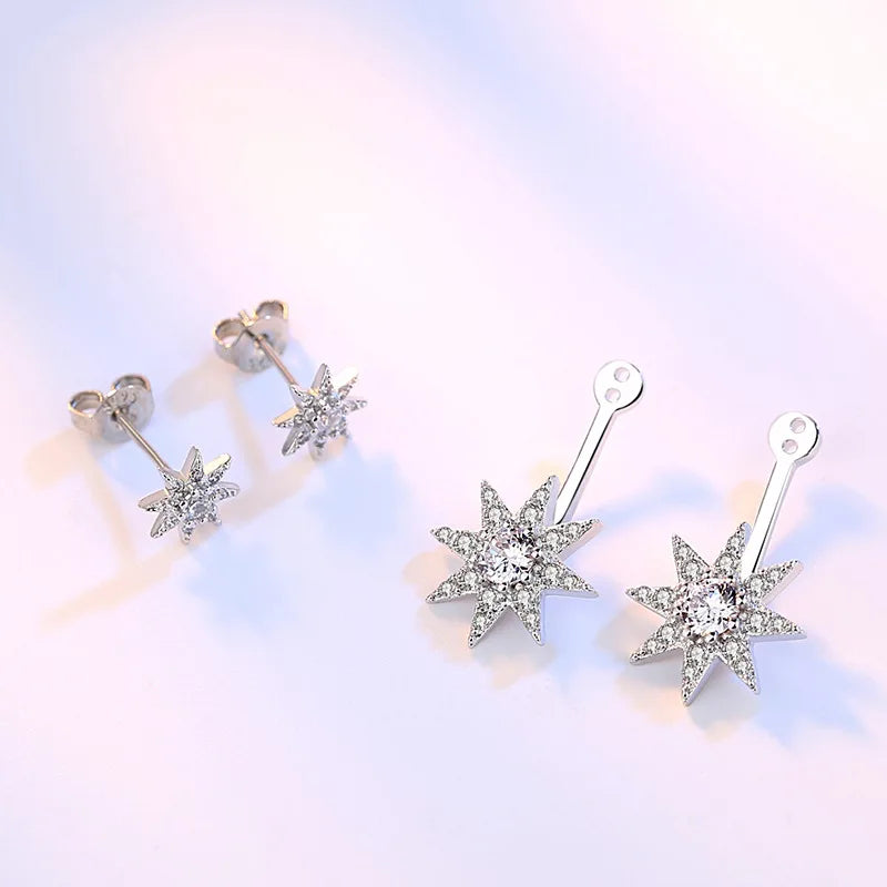 the NORTHSTAR - Silver Fashion Crystal Star Ladies Stud Earrings Jewelry Female Christmas Gift