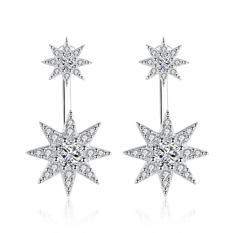 the NORTHSTAR - Silver Fashion Crystal Star Ladies Stud Earrings Jewelry Female Christmas Gift