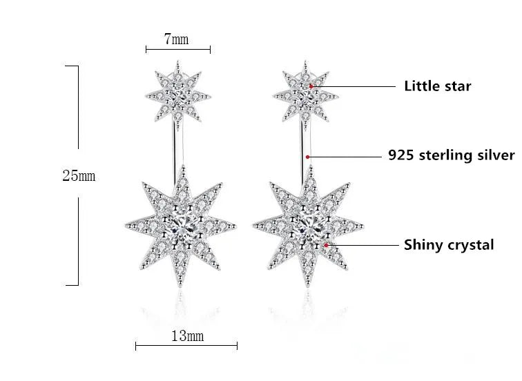 the NORTHSTAR - Silver Fashion Crystal Star Ladies Stud Earrings Jewelry Female Christmas Gift