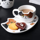 the CAT SET - Cute Creative Cat Drinkware Ceramics Coffee Mug Set Handgrip Mugs with Tray, Novelty Coffee Teacups Milk Cup
