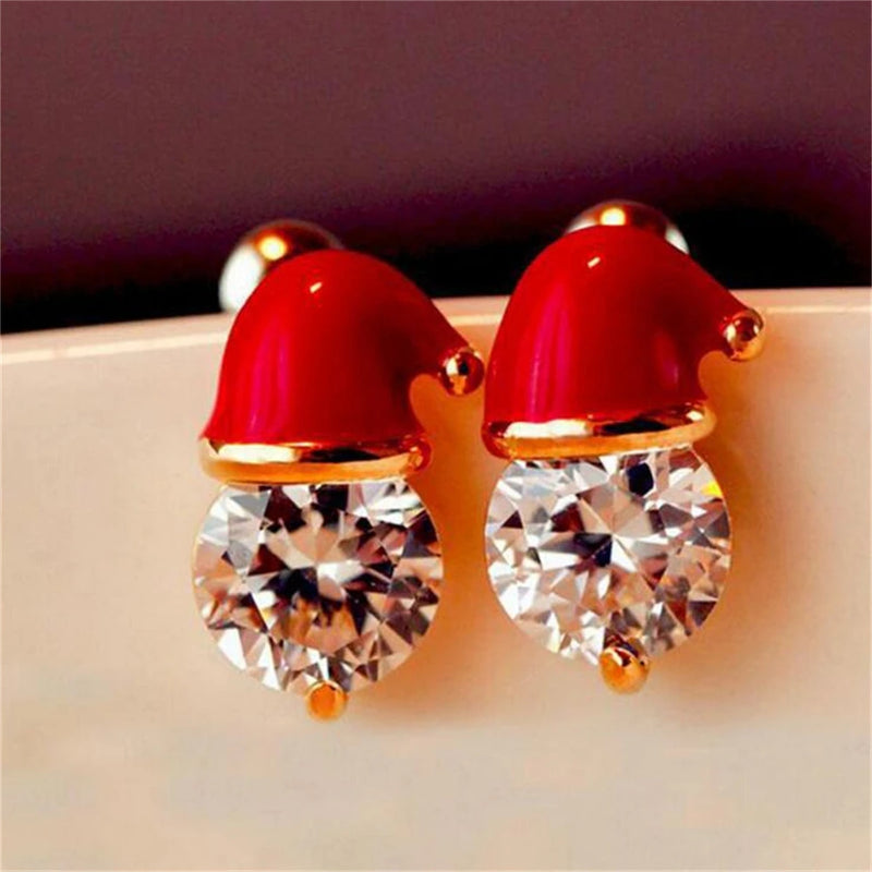 the RHINESTONE COLLECTION - Christmas Stud Earrings Trend New in Year Jewelry Gift Christmas Santa Claus Hat Reindeer Piercing Earrings