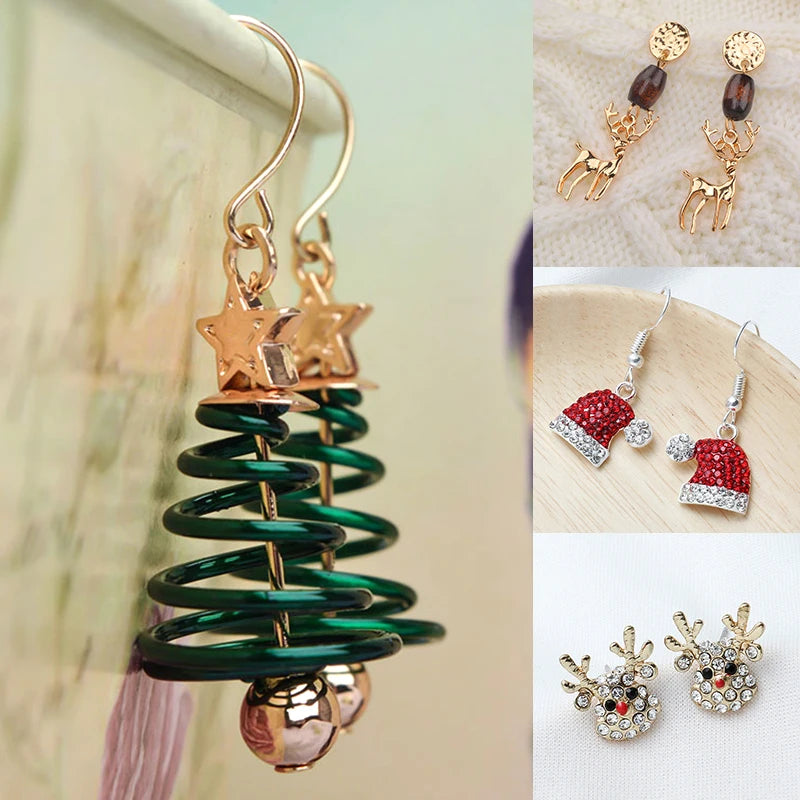 the YULETIDE COLLECTION - Christmas Earrings Crystal Snowman Jewelry Christmas Tree Stud Earring Creative Party Accessories Gifts