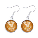 the CAPPUCCINO CHRISTMAS - Coffee Latte Carving Love Heart Art Drop Earrings Chocolate Printing Flower Four Leaf Clover Charm Jewelry For Women Girls Gift