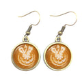 the CAPPUCCINO CHRISTMAS - Coffee Latte Carving Love Heart Art Drop Earrings Chocolate Printing Flower Four Leaf Clover Charm Jewelry For Women Girls Gift