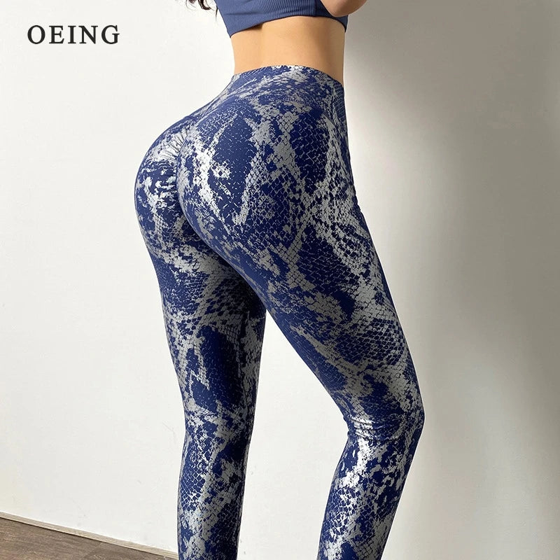 the SNAKEBITE LEGGINGS - Snake Print Glitter Elastic Women Leggings Tights Bubble Butt Lift Sexy High Waist Yoga Pants Fitness Push Up Gym Sports Pants